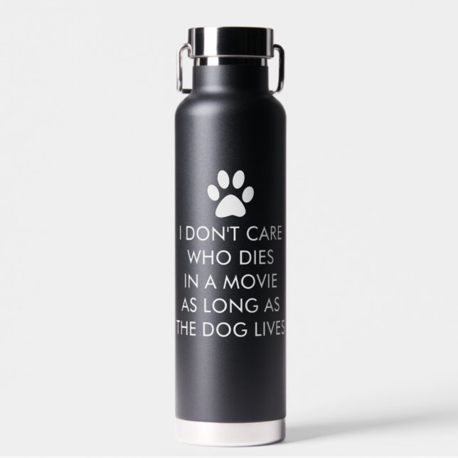 Dogs in Movies with White Paw Print Water Bottle (Front)
