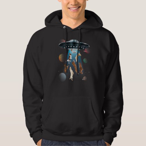 dogs in space aliens ufo abduction planets galaxy hoodie