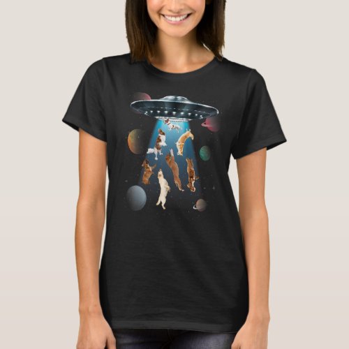 dogs in space aliens ufo abduction planets galaxy T_Shirt