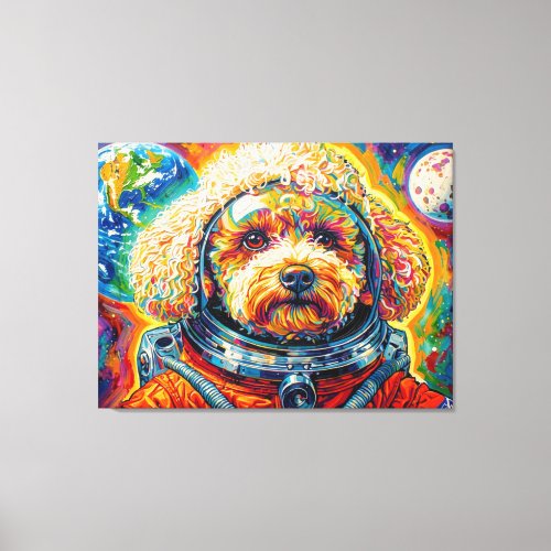 DOGS IN SPACE-POODLE 12 CANVAS PRINT