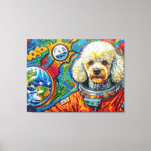 DOGS IN SPACE-POODLE 5 CANVAS PRINT