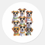 Dogs in sunglasses Paws Hydrated Classic Round Sticker