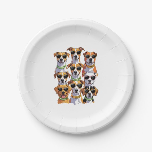 Dogs in sunglasses Paws Hydrated Paper Plates (Front)