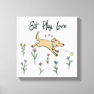 Dogs in the Garden II Eat Play Love Canvas Print
