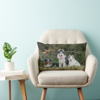 Dogs in the Prairie Custom 2 Photos Lumbar Pillow