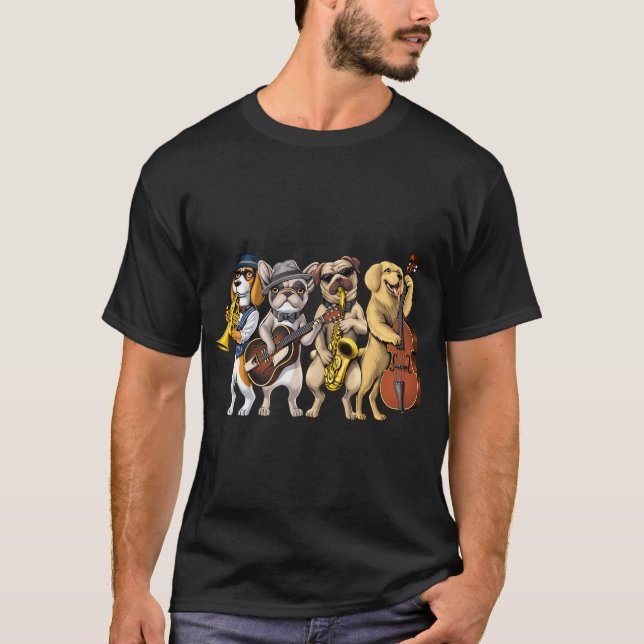 Dogs Jazz Musicians T-Shirt (Front)