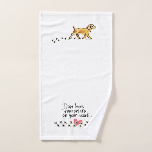Dogs Leave Footprints Saying Drawing color  2 Hand Towel
