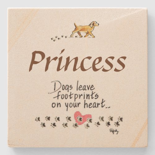 Dogs Leave Footprints Saying Drawing color Stone Coaster