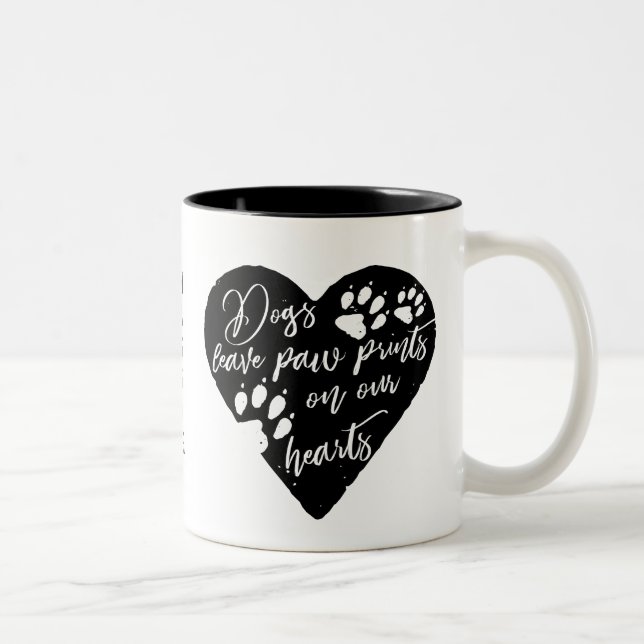 Dogs leave paw prints on our hearts Pet Love Two-Tone Coffee Mug (Right)