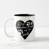Dogs leave paw prints on our hearts Pet Love Two-Tone Coffee Mug (Left)