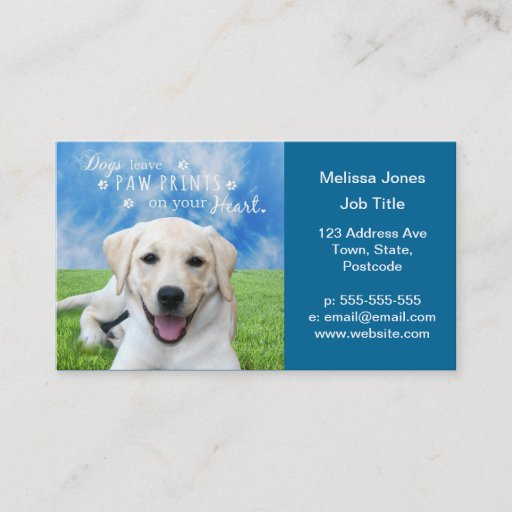 Customizable Dogs leave paw prints on your heart business card