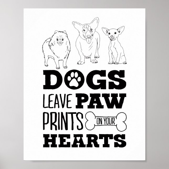 Dogs Leave Paw Prints on Your Heart Cute Puppy Ske (Front)