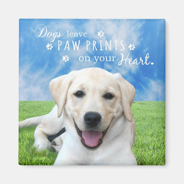 Dogs leave paw prints on your heart magnet (Front)