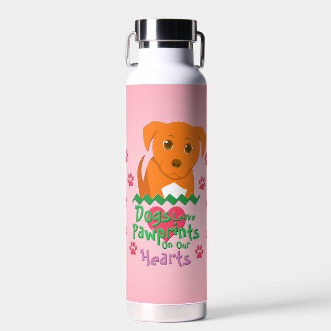 Dogs Leave Pawprints Water Bottle (Front)