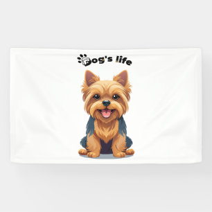 Dog's Life Fun Yorkshire Terrier Illustration Banner