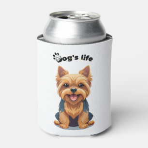 Dog's Life Fun Yorkshire Terrier Illustration Can Cooler