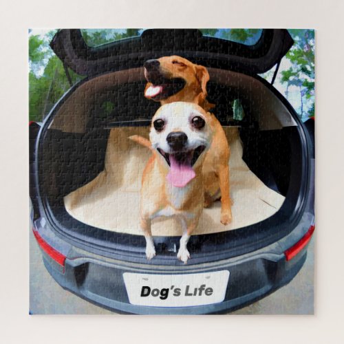 Dogs Life Tan Cute In Car Funny Fish_eye Lens Jigsaw Puzzle