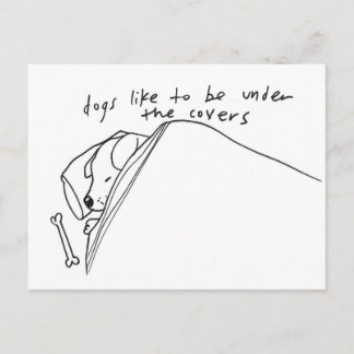 dogs like to be under the covers postcard