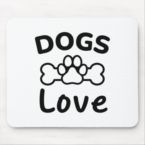 Dogs Love Bone Black  Mouse Pad