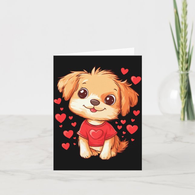 Dogs Lover Heart Girls Puppy Valentine’s Day Women Card (Front)