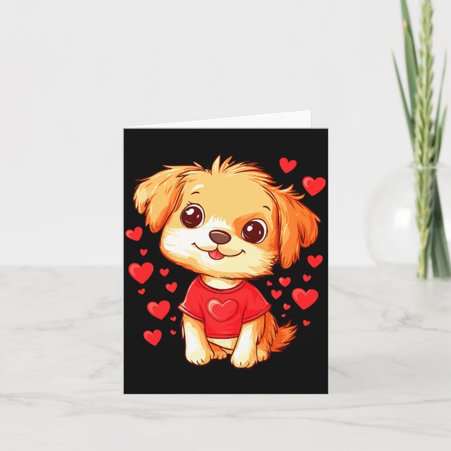 Dogs Lover Heart Girls Puppy Valentine S Day Women Card (Front)