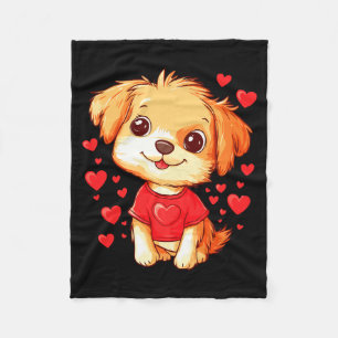 Dogs Lover Heart Girls Puppy Valentine S Day Women Fleece Blanket