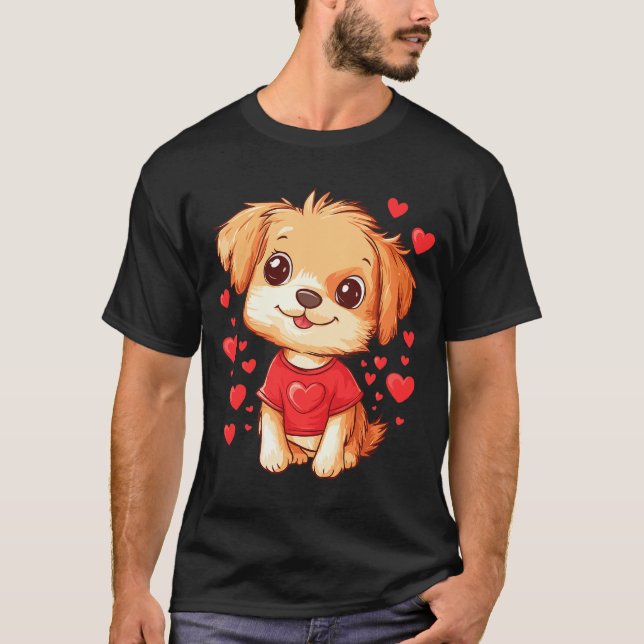 Dogs Lover Heart Girls Puppy Valentine’s Day Women T-Shirt (Front)