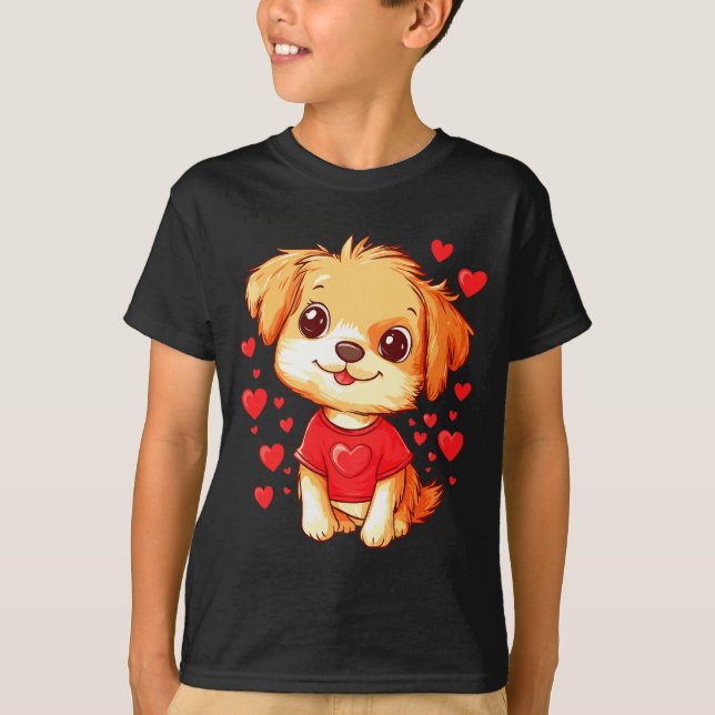 Dogs Lover Heart Girls Puppy Valentine S Day Women T-Shirt (Front)