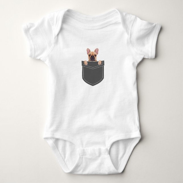 Dogs Lovers | French Bulldog In My Pocket Apparel Baby Bodysuit (Front)