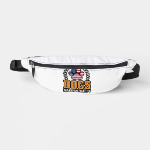 Dogs Make Me Happy Patriotic Paw Vintage Shirt Des Fanny Pack