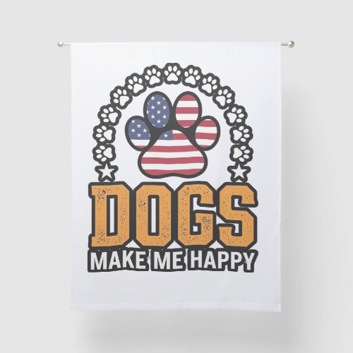 Dogs Make Me Happy Patriotic Paw Vintage Shirt Des Sheer Curtains