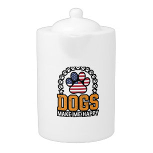 Dogs Make Me Happy Patriotic Paw Vintage Shirt Des Teapot