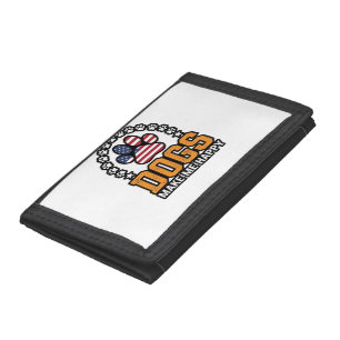 Dogs Make Me Happy Patriotic Paw Vintage Shirt Des Trifold Wallet