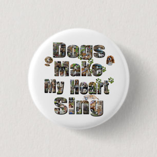 Dogs Make My Heart Sing Picture Logo, Button