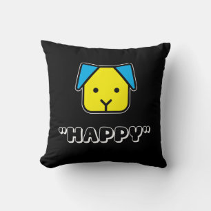 “Dogs Make Us Happy – Cute Dog Face Design Throw Pillow