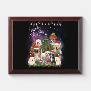 dogs Merry christmas Light Award Plaque