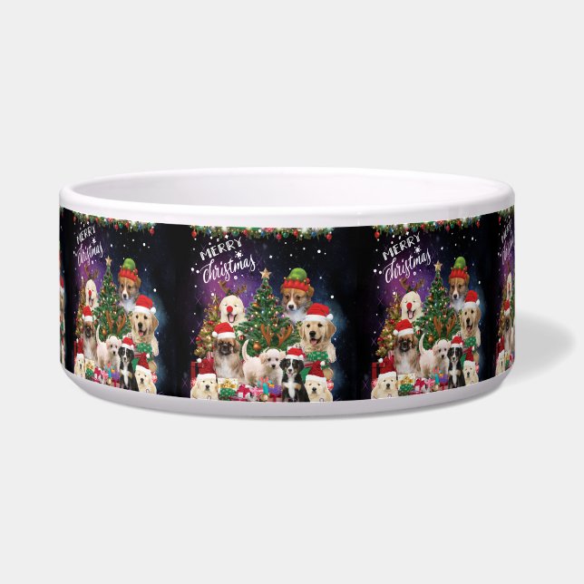 dogs Merry christmas Light Bowl (Front)
