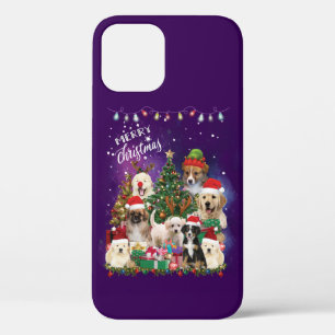 Dogs Merry Christmas Light iPhone 12 Pro Case