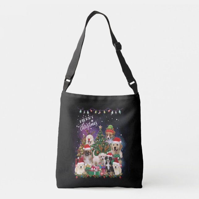 Dogs Merry Christmas Light Crossbody Bag (Back)
