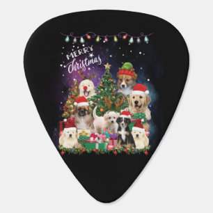 Dogs Merry Christmas Light Guitar Pick