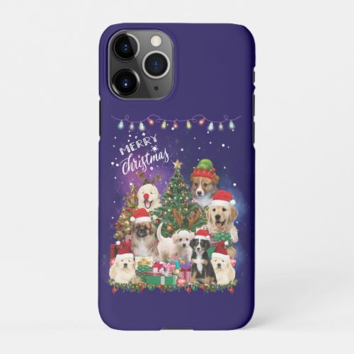 Dogs Merry Christmas Light iPhone 11Pro Case