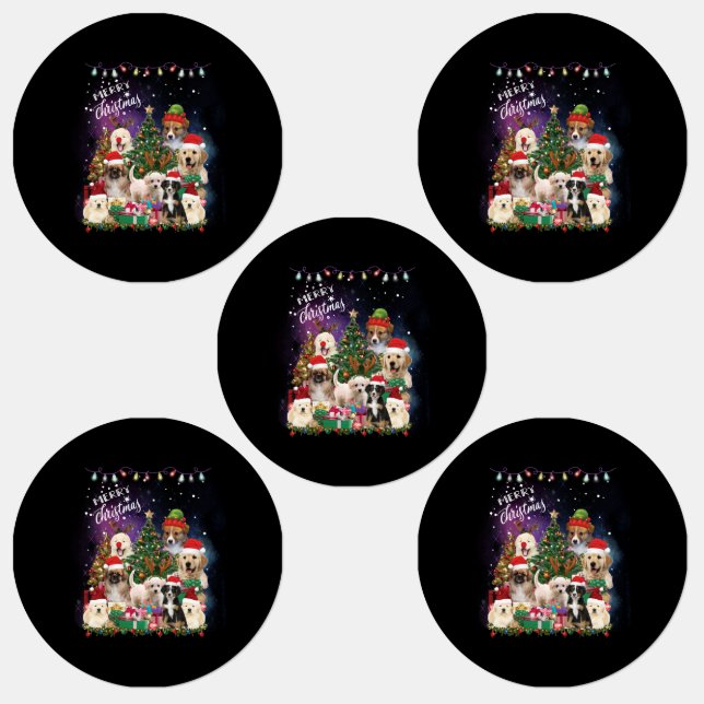 Dogs Merry Christmas Light Labels (Group)