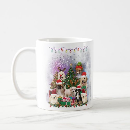 Dogs Merry Christmas Light Notebook Coffee Mug