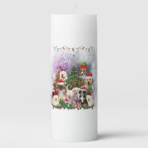 dogs Merry christmas Light Pillar Candle