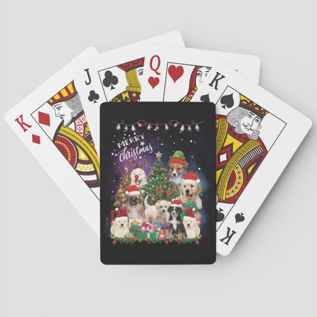 Dogs Merry Christmas Light Poker Cards (Back)