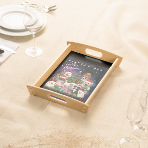 dogs Merry christmas Light Serving Tray