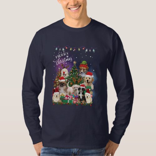 dogs Merry christmas Light T_Shirt