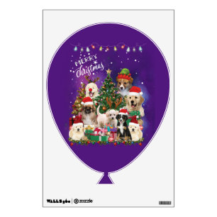 Dogs Merry Christmas Light Wall Decal