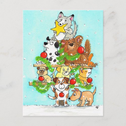 Dogs Merry Christmas postcard by Nicole Janes