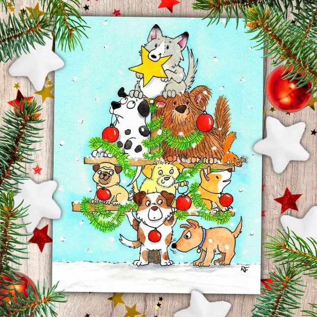Dogs Merry Christmas postcard by Nicole Janes (Creator Uploaded)